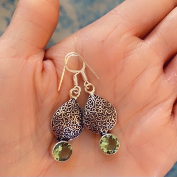 Green Amethyst Sterling Silver Earrings - Picture 6 of 15